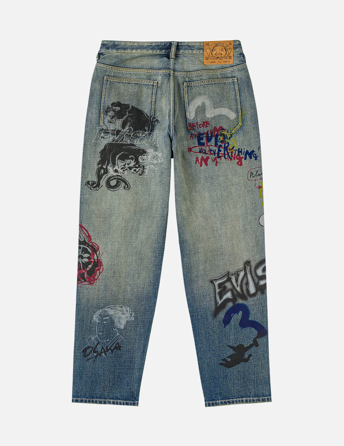 Allover Graffiti Printed Denim Jeans #2030 - Image 3