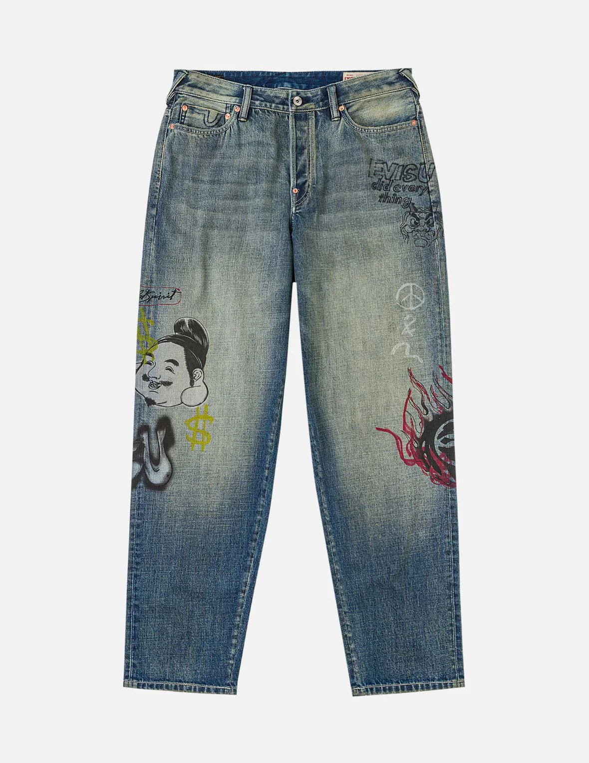Allover Graffiti Printed Denim Jeans #2030 - Image 4