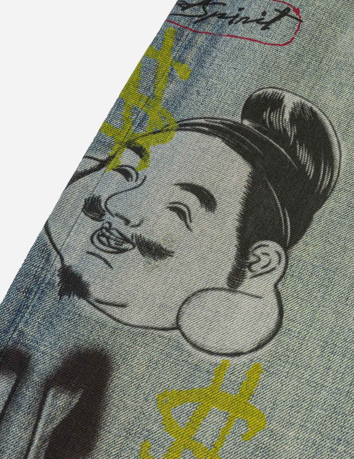 Allover Graffiti Printed Denim Jeans #2030 - Image 5