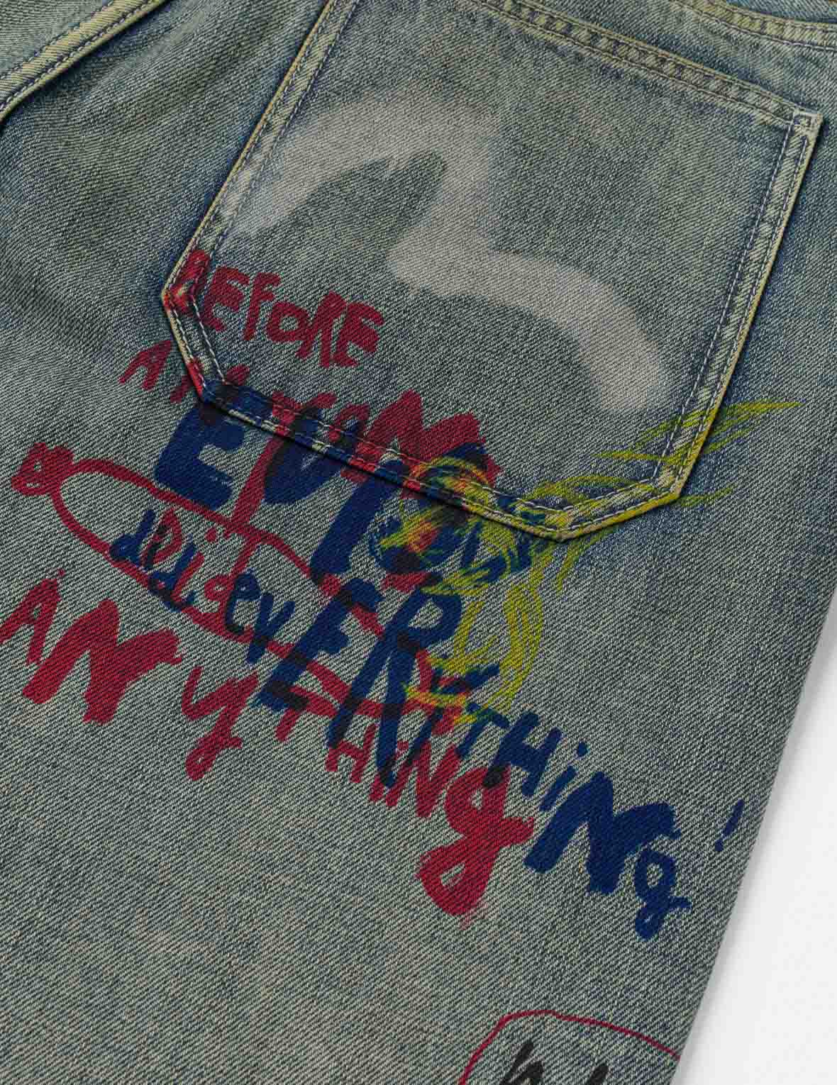 Allover Graffiti Printed Denim Jeans #2030 - Image 6