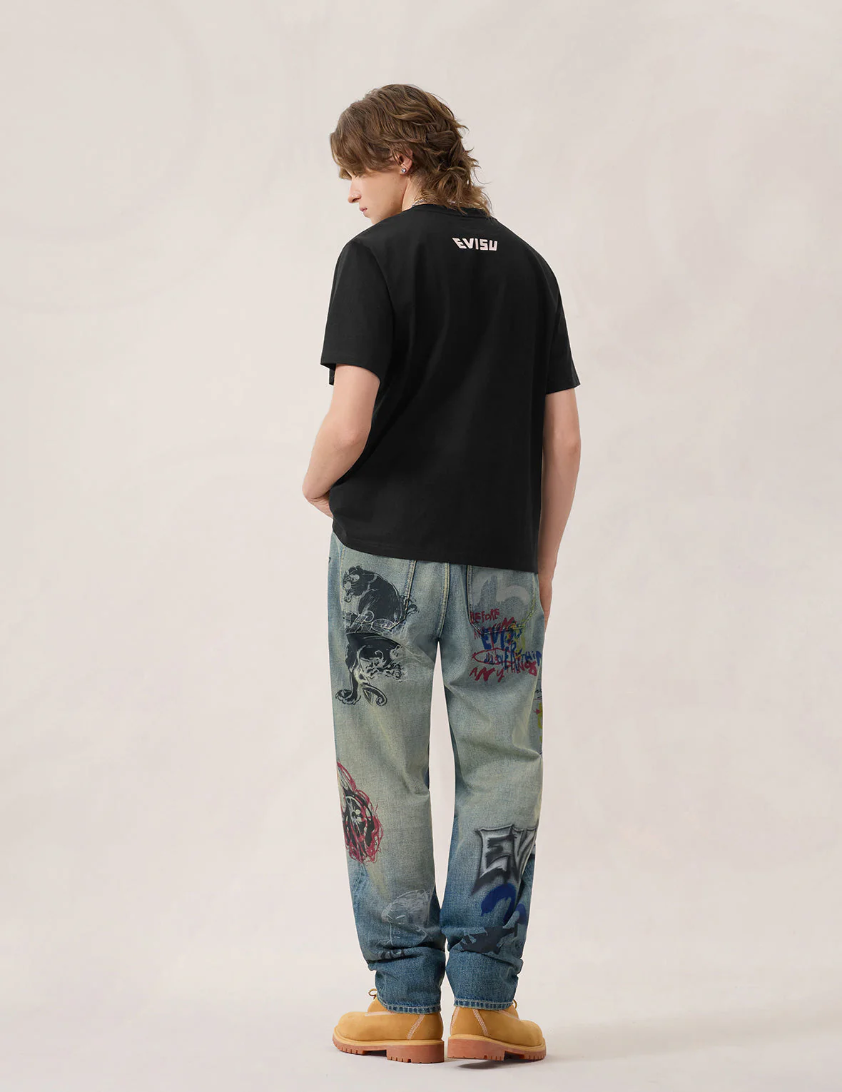 Allover Graffiti Printed Denim Jeans #2030 - Image 8