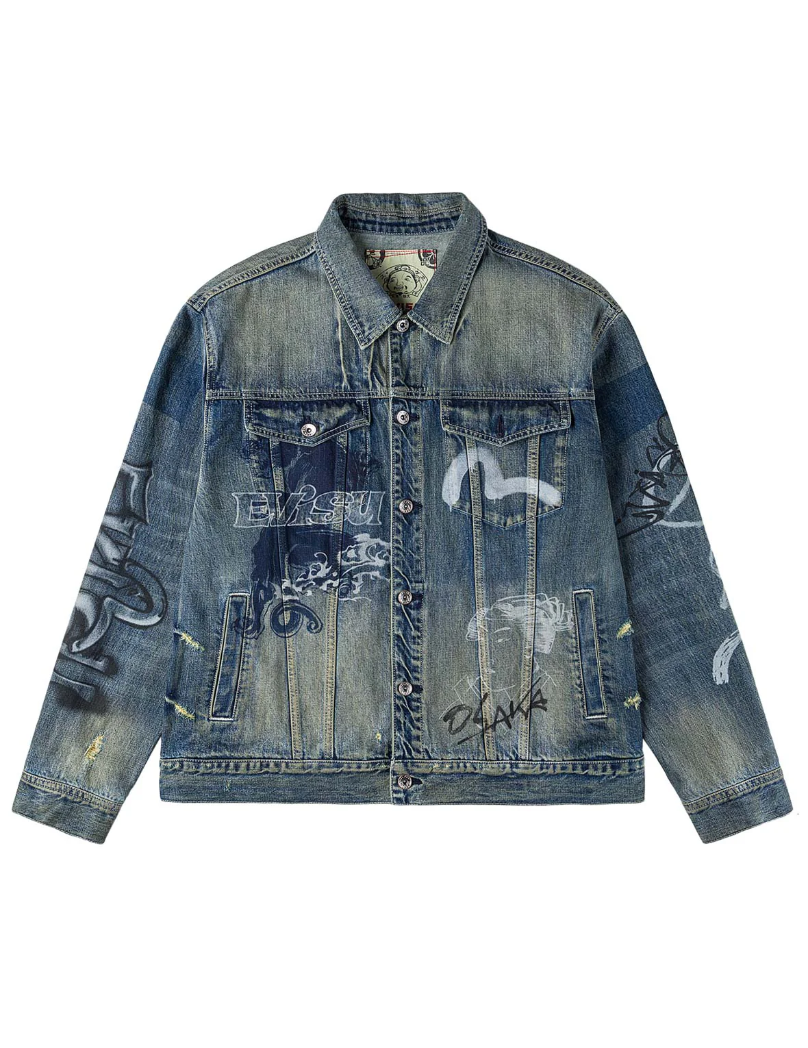 Allover Graffiti Printed Denim Jacket - Image 12