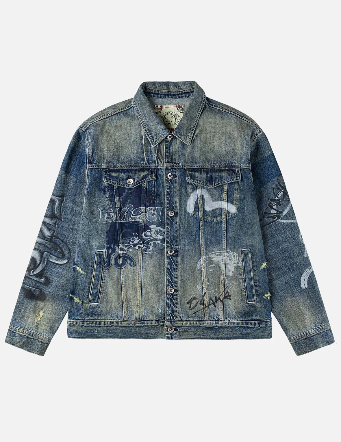 Allover Graffiti Printed Denim Jacket - Image 3