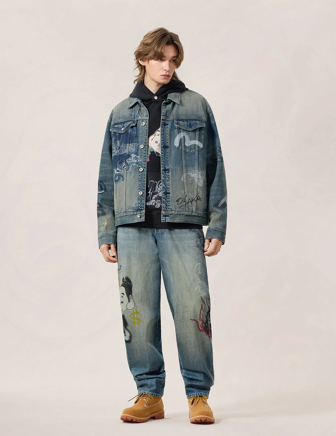 Allover Graffiti Printed Denim Jacket - Image 5