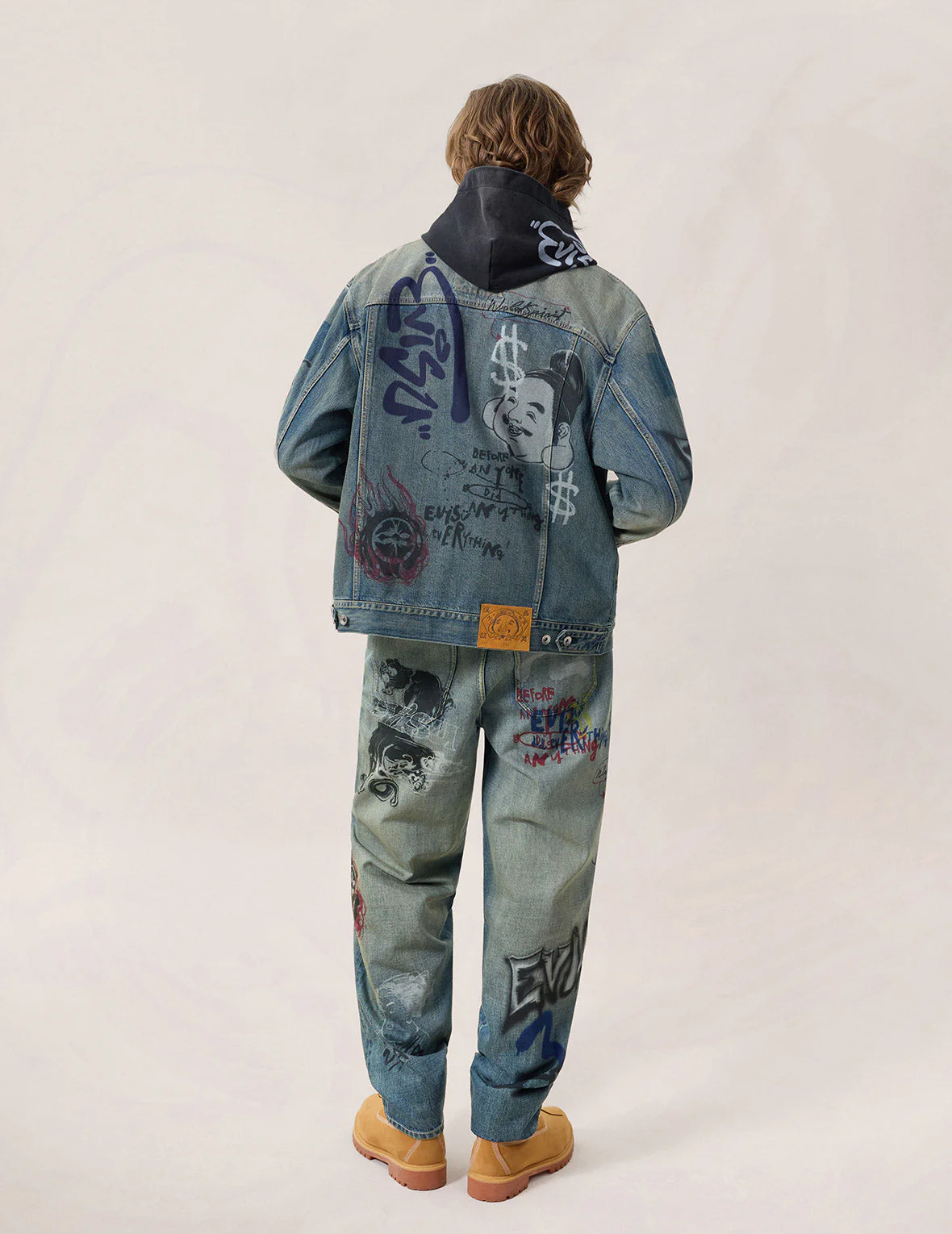 Allover Graffiti Printed Denim Jacket - Image 6