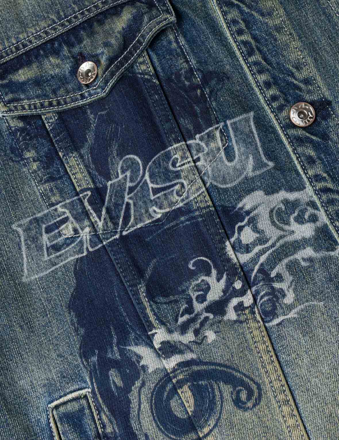 Allover Graffiti Printed Denim Jacket - Image 7