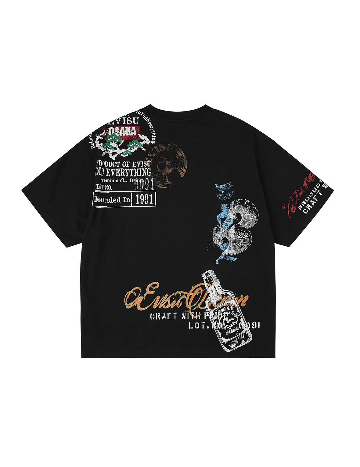 Allover Hand-Drawing Multi Logo Print Regular Fit T-Shirt - Image 3