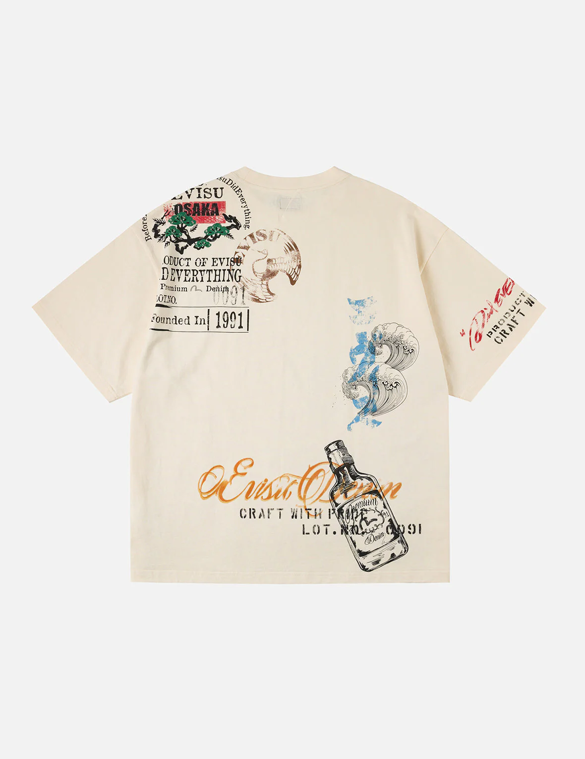 Allover Hand-Drawing Multi Logo Print Regular Fit T-Shirt - Image 8