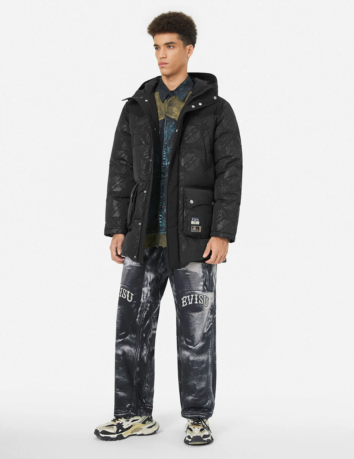 Allover Heat Seal Print and Logo Appliqué Regular Fit Down Coat - Image 3