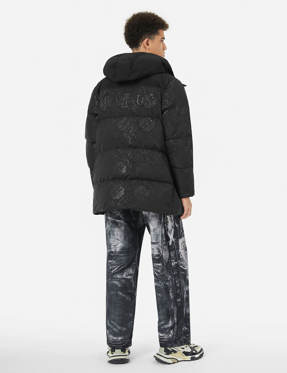 Allover Heat Seal Print and Logo Appliqué Regular Fit Down Coat - Image 4