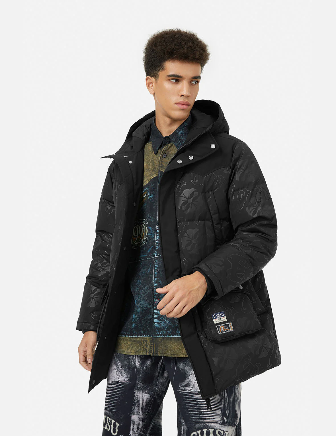 Allover Heat Seal Print and Logo Appliqué Regular Fit Down Coat - Image 5