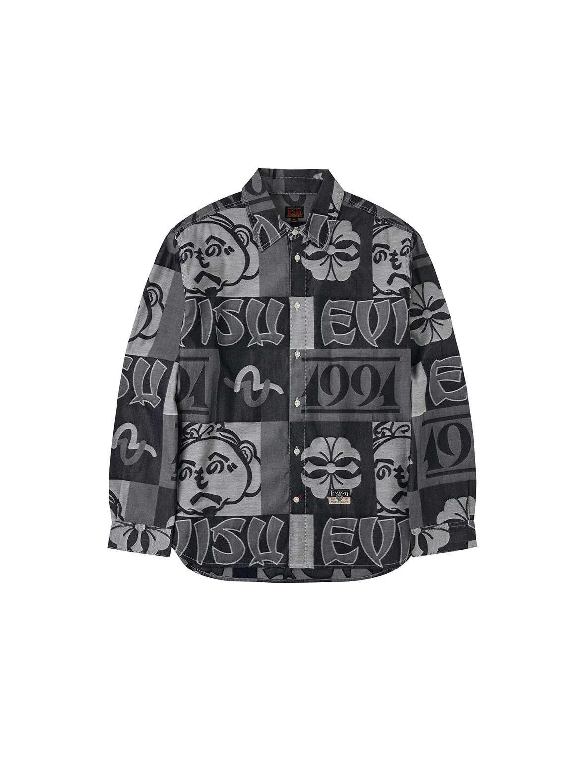 Allover Henohenomohe Godhead Jacquard Relax Fit Denim Shirt
