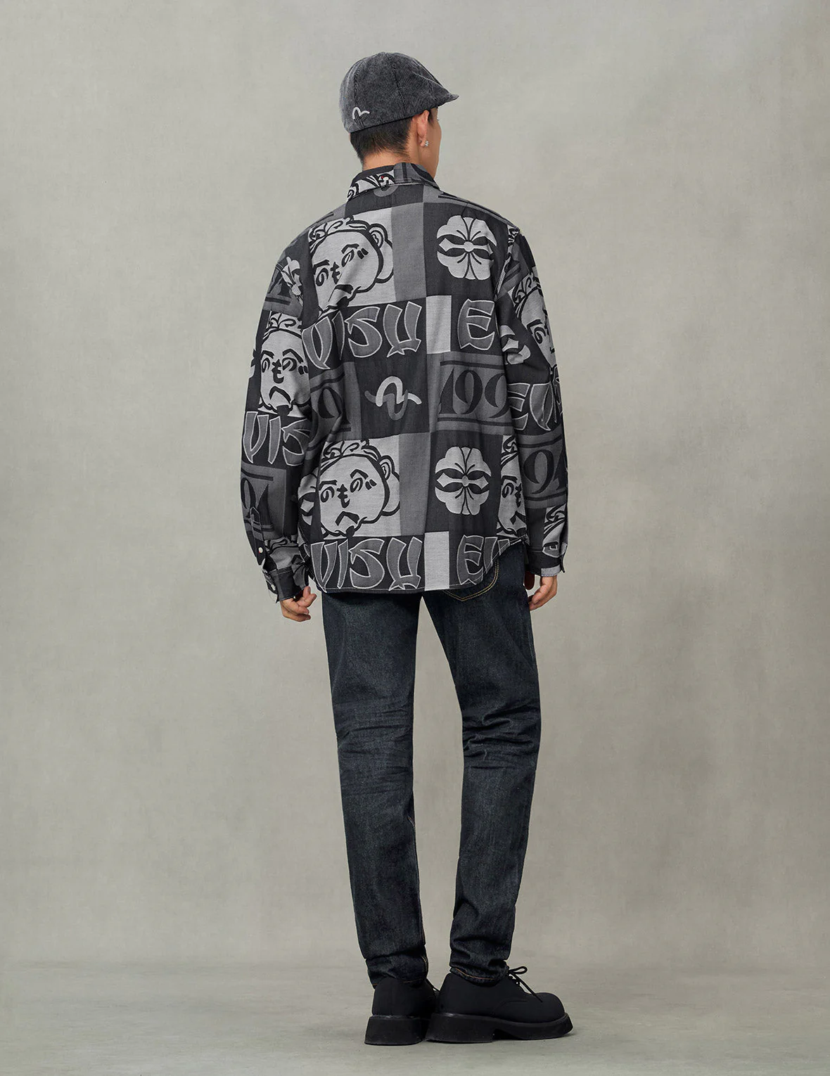 Allover Henohenomohe Godhead Jacquard Relax Fit Denim Shirt - Image 6