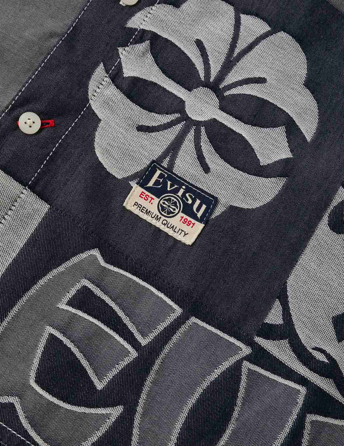 Allover Henohenomohe Godhead Jacquard Relax Fit Denim Shirt - Image 7