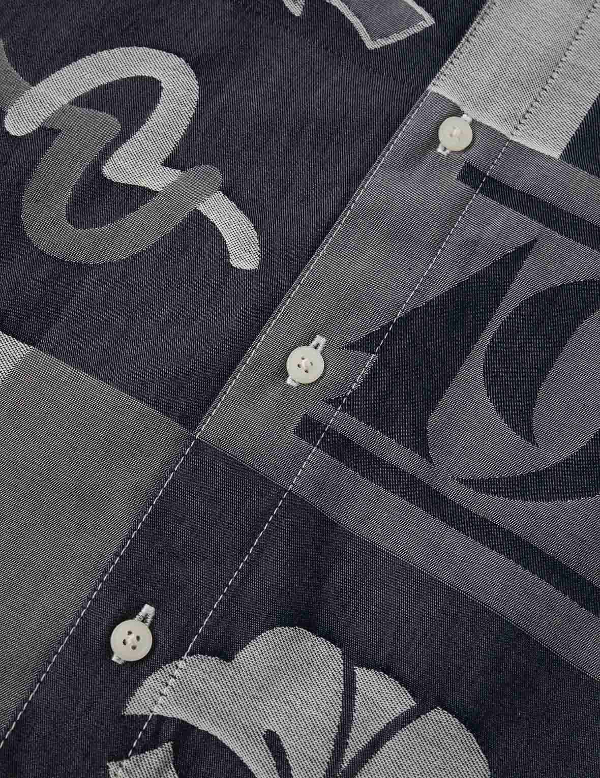 Allover Henohenomohe Godhead Jacquard Relax Fit Denim Shirt - Image 9