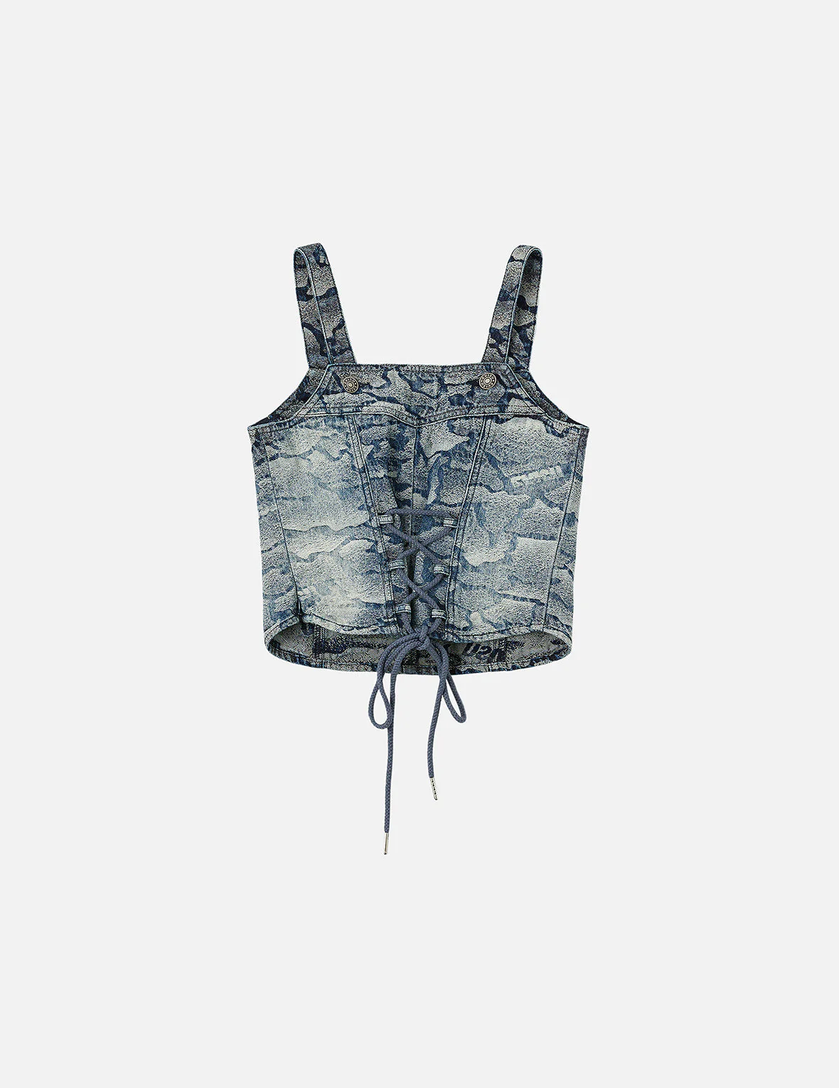 Allover Ishigaki Camouflage Jacquard Fashion Fit Denim Corset - Image 4