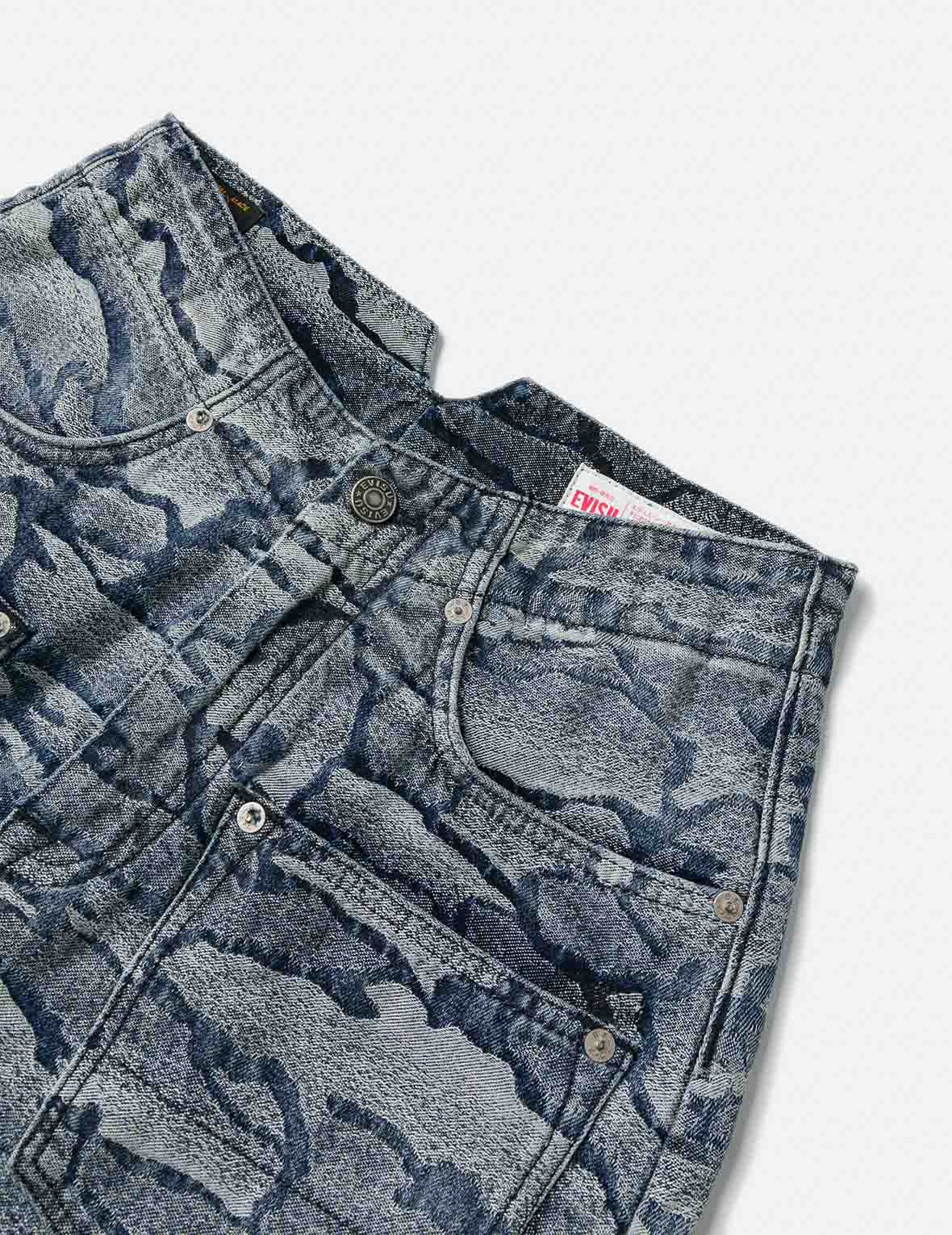 Allover Ishigaki Camouflage Jacquard Fashion Fit Denim Skirt - Image 10