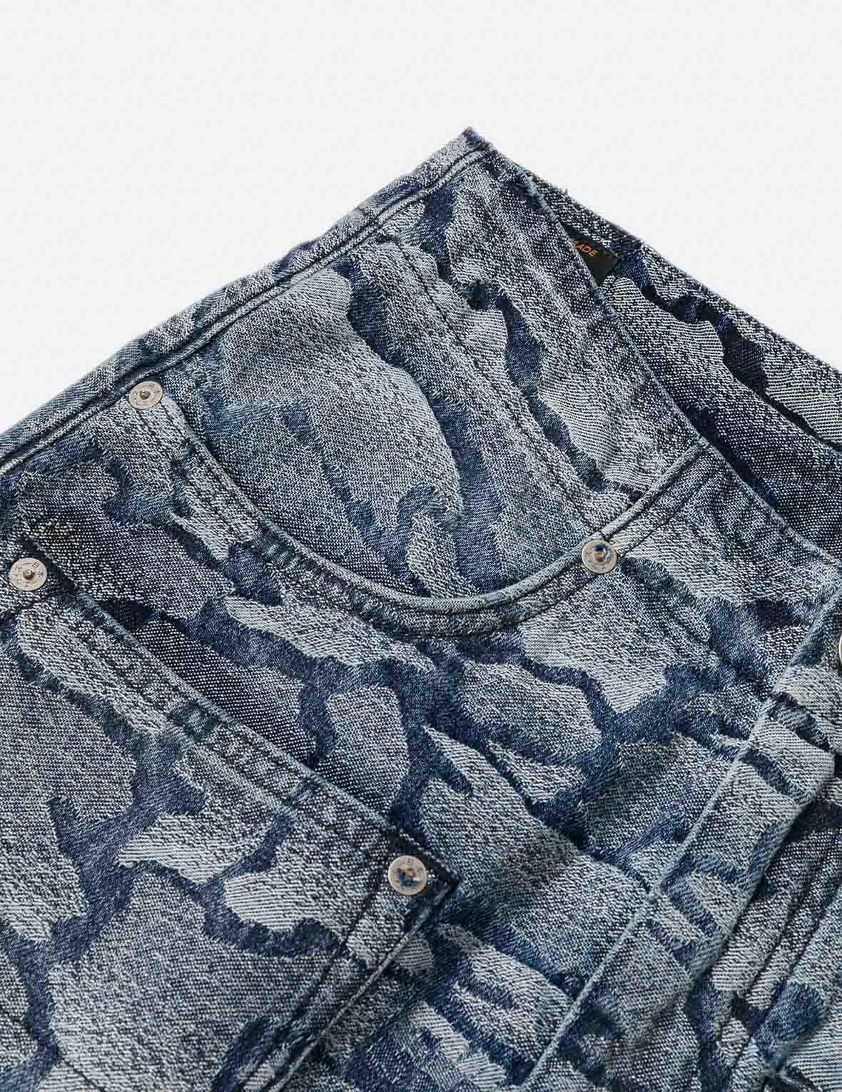 Allover Ishigaki Camouflage Jacquard Fashion Fit Denim Skirt - Image 8