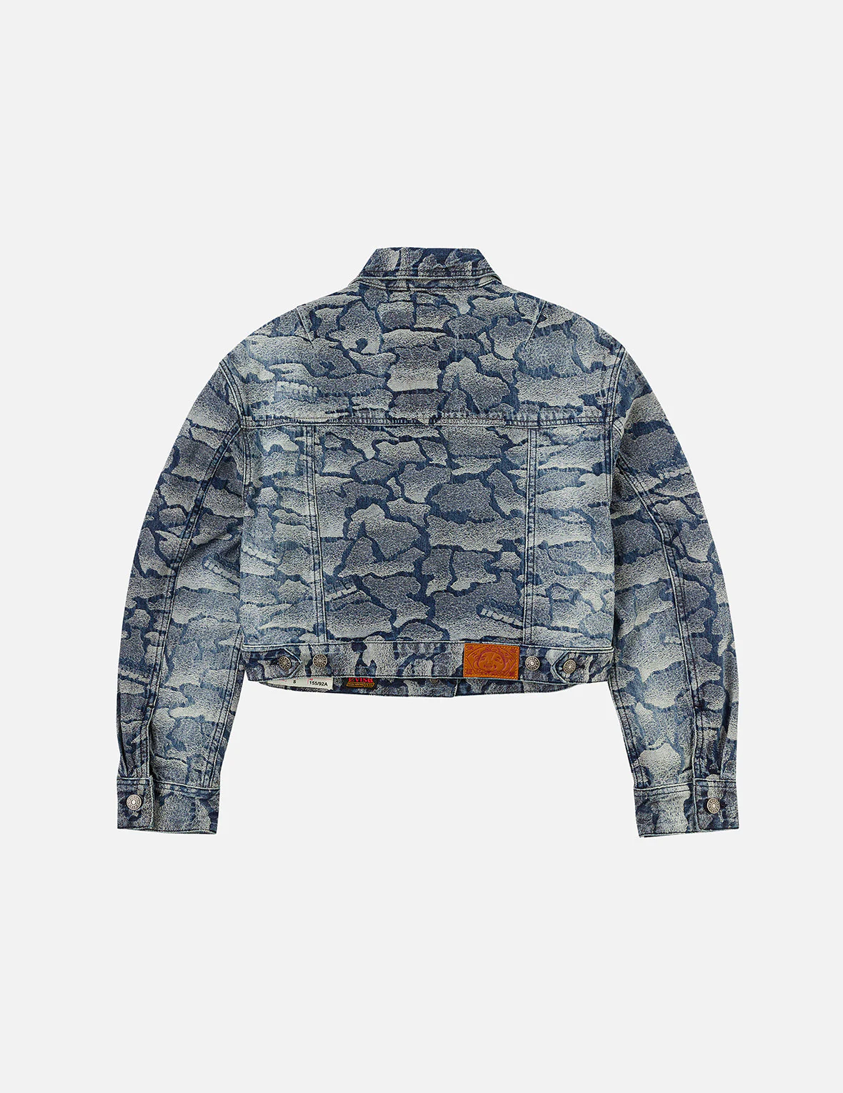 Allover Ishigaki Camouflage Jacquard Fashion Fit Washed Denim Jacket - Image 4