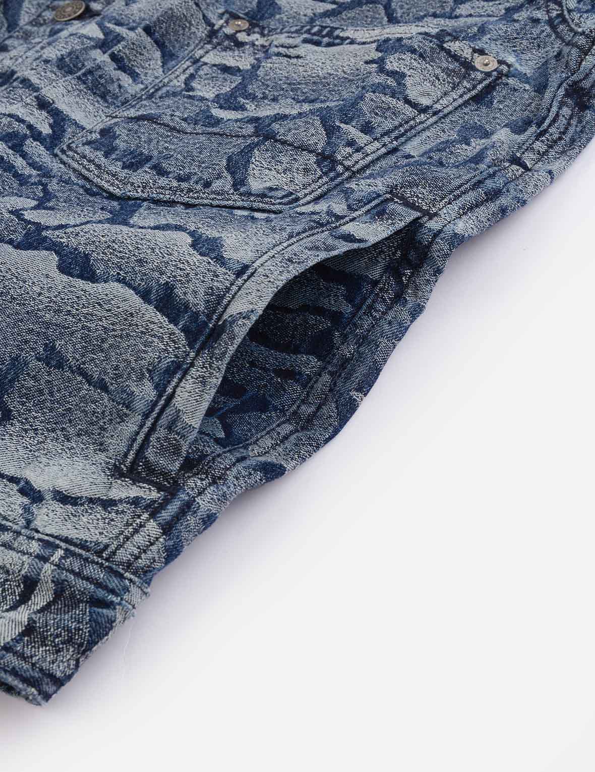 Allover Ishigaki Camouflage Jacquard Regular Fit Denim Jacket - Image 11