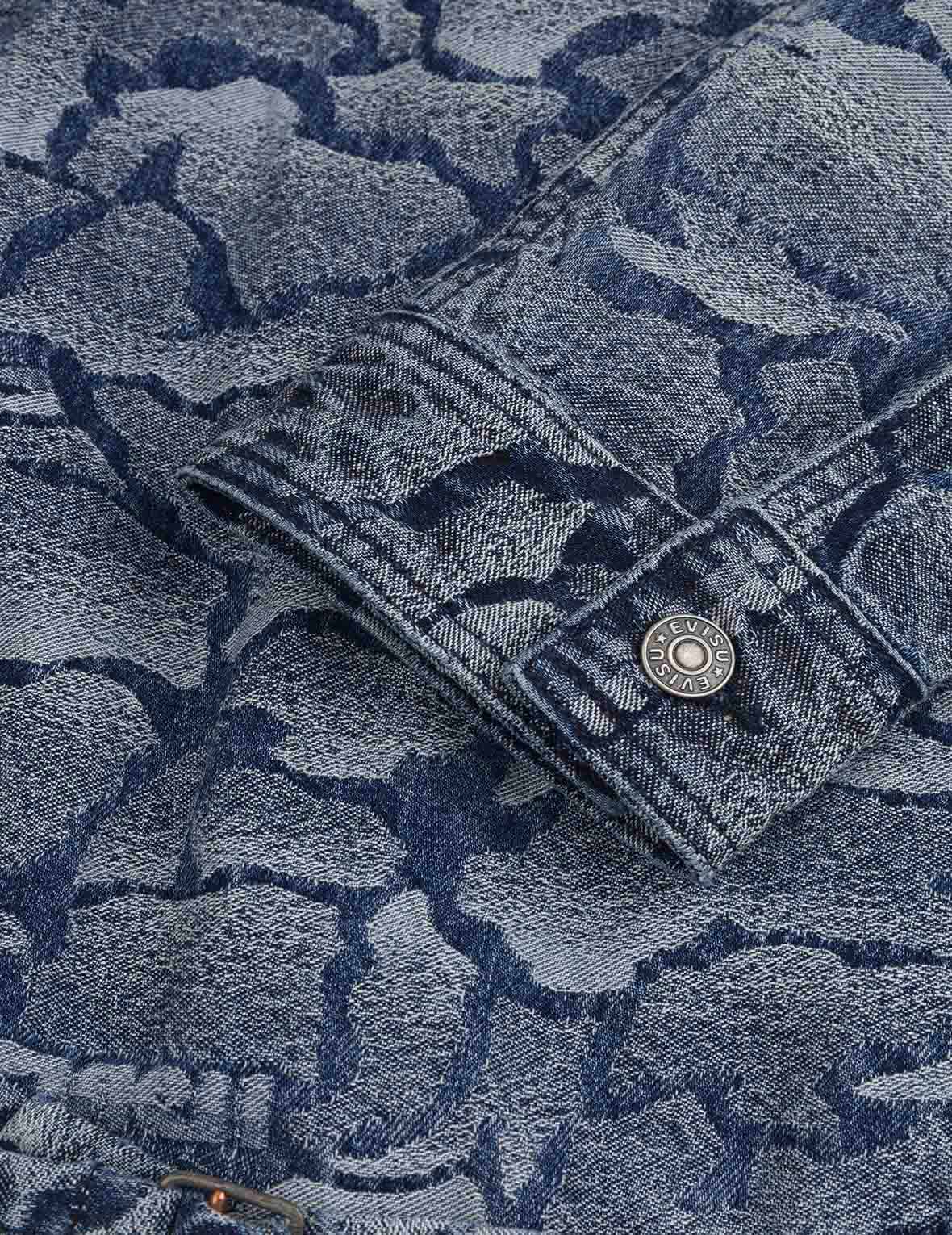 Allover Ishigaki Camouflage Jacquard Regular Fit Denim Jacket - Image 12