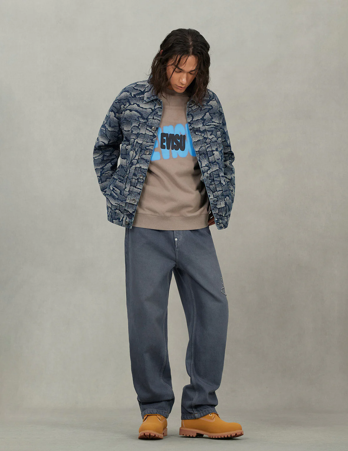 Allover Ishigaki Camouflage Jacquard Regular Fit Denim Jacket - Image 5
