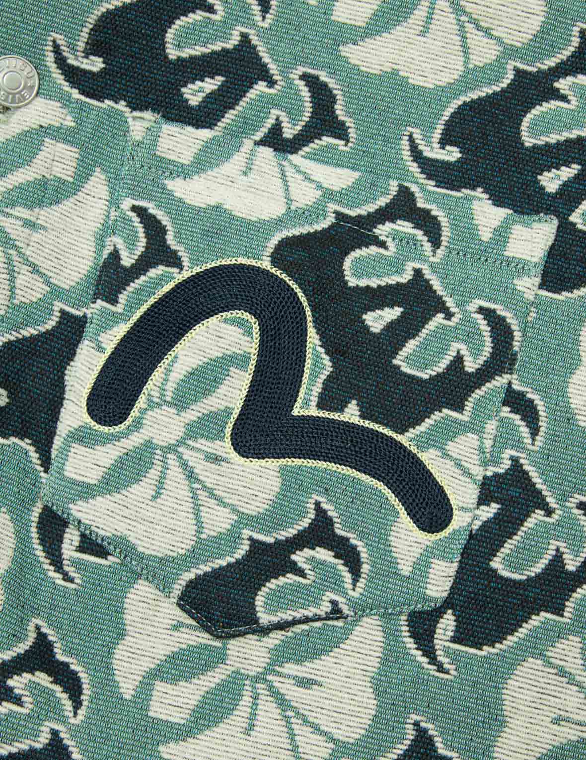 Allover Kamon and Logo Jacquard Regular Fit Tapestry Jacket - Image 10