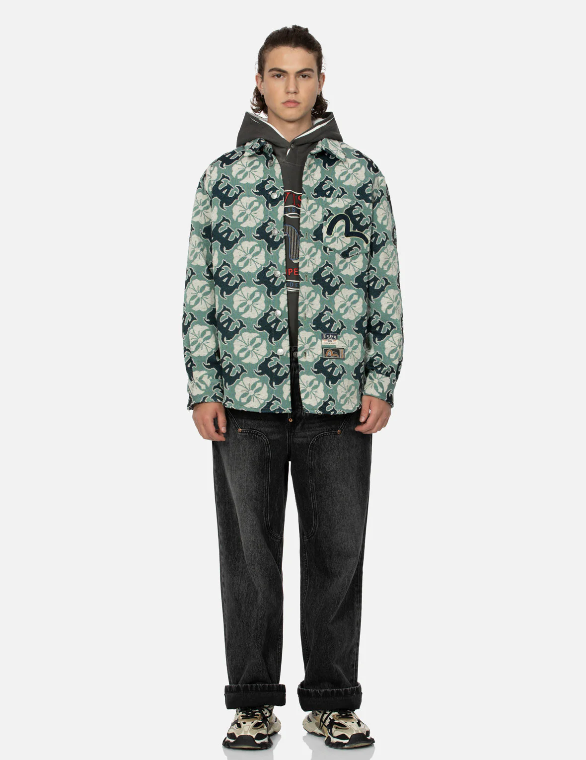 Allover Kamon and Logo Jacquard Regular Fit Tapestry Jacket - Image 5