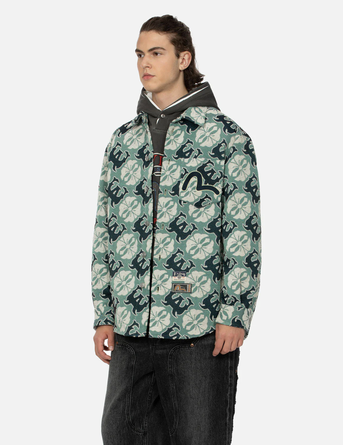 Allover Kamon and Logo Jacquard Regular Fit Tapestry Jacket - Image 7