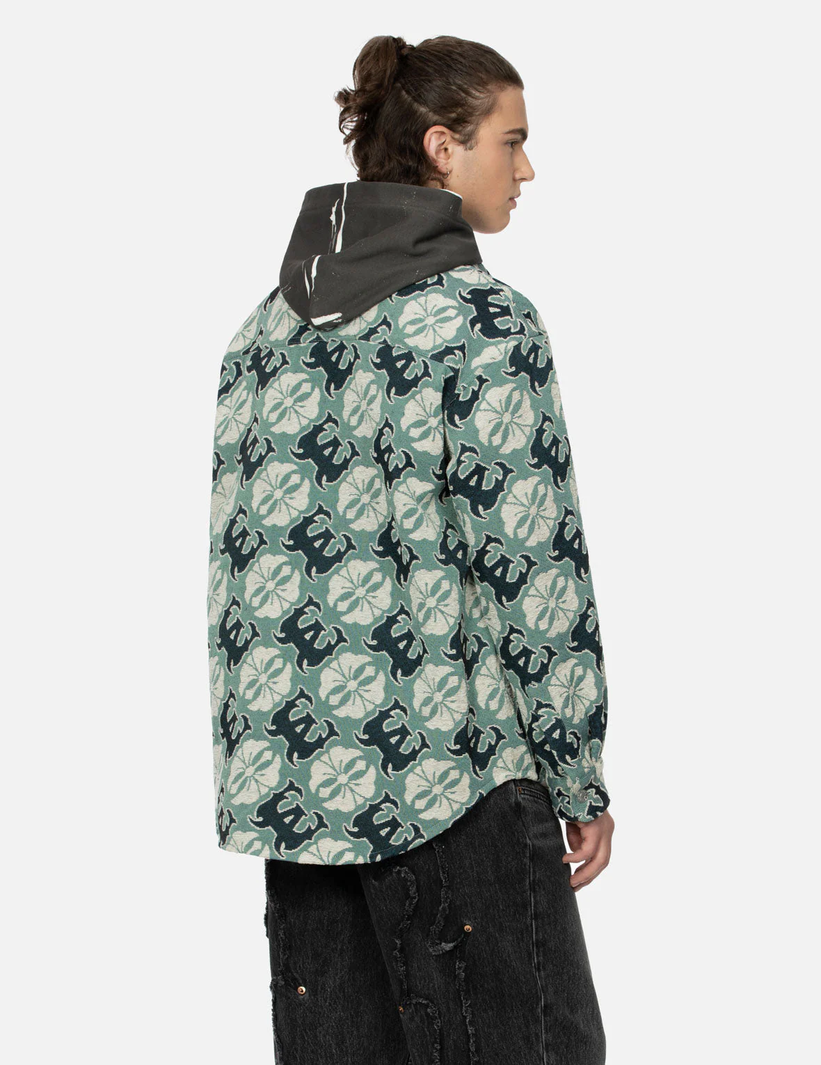 Allover Kamon and Logo Jacquard Regular Fit Tapestry Jacket - Image 8