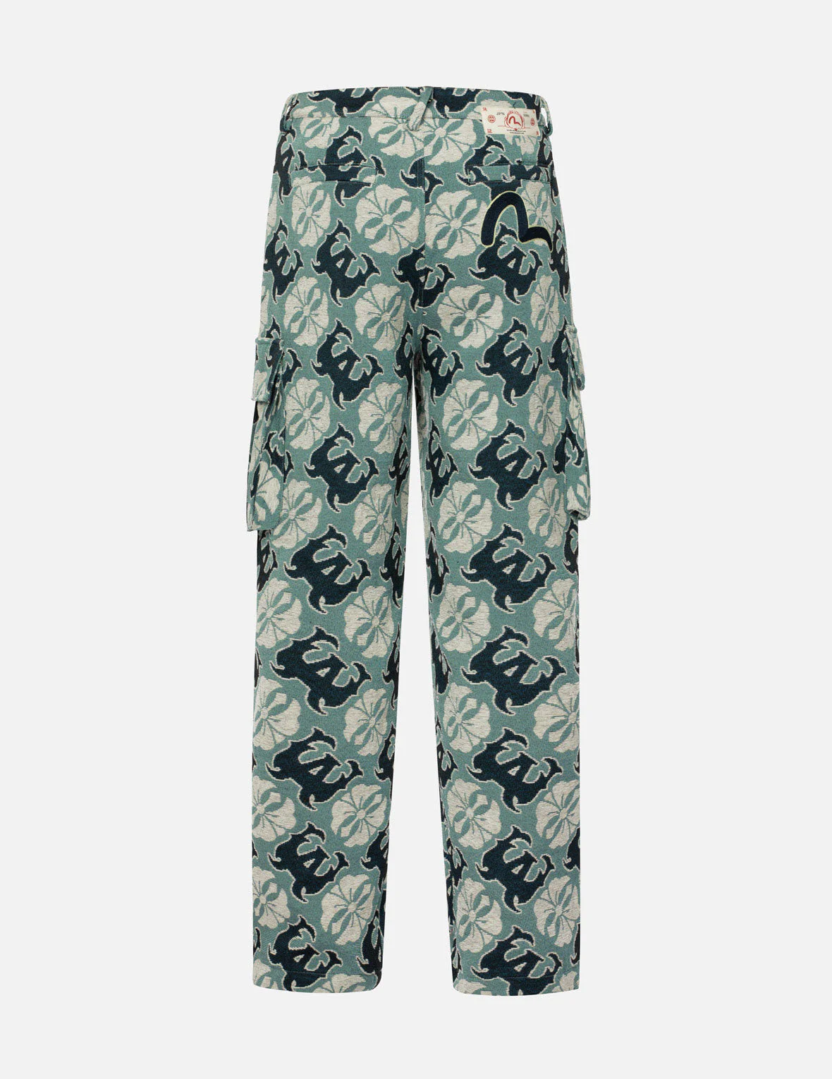 Allover Kamon and Logo Jacquard Wide Leg Tapestry Cargo Pants - Image 2