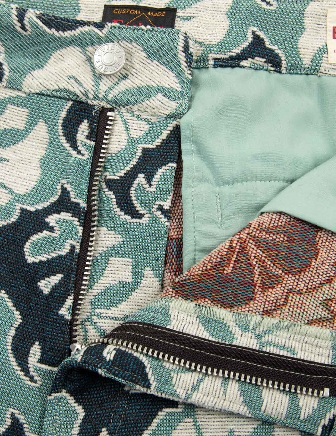 Allover Kamon and Logo Jacquard Wide Leg Tapestry Cargo Pants - Image 6