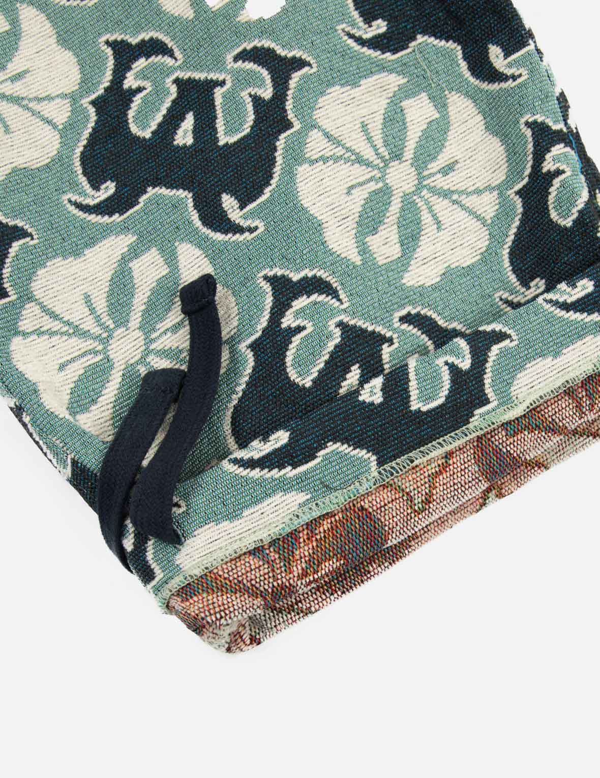 Allover Kamon and Logo Jacquard Wide Leg Tapestry Cargo Pants - Image 7