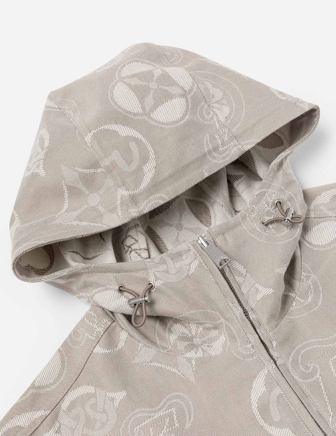 Allover Kamon and Seagull Jacquard Relax Fit Hooded Jacket - Image 6