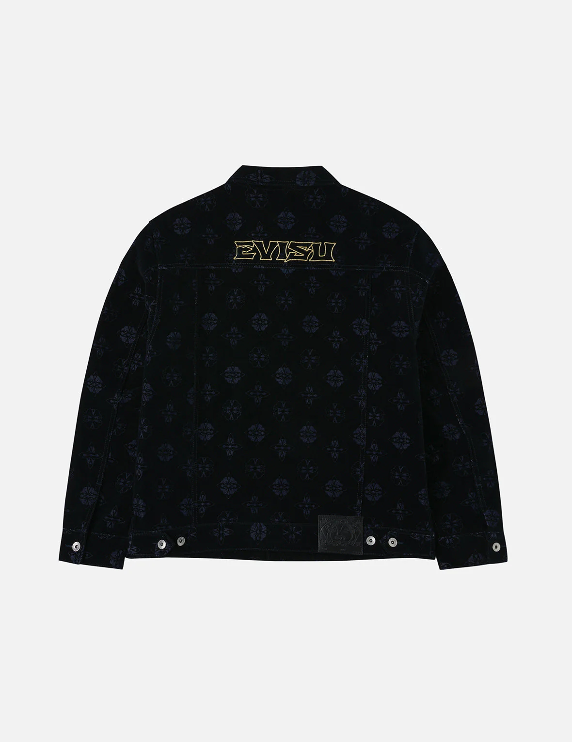 Allover Kamon Flocking Print Relax Fit Denim Jacket - Image 3