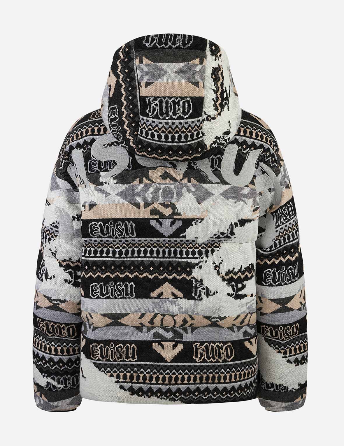 Allover Kamon Intarsia Oversized Down Jacket - Image 2