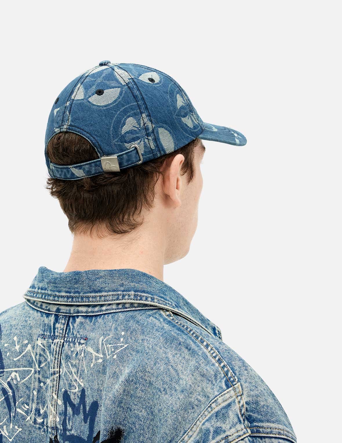 Allover Kamon Jacquard Denim Cap - Image 4