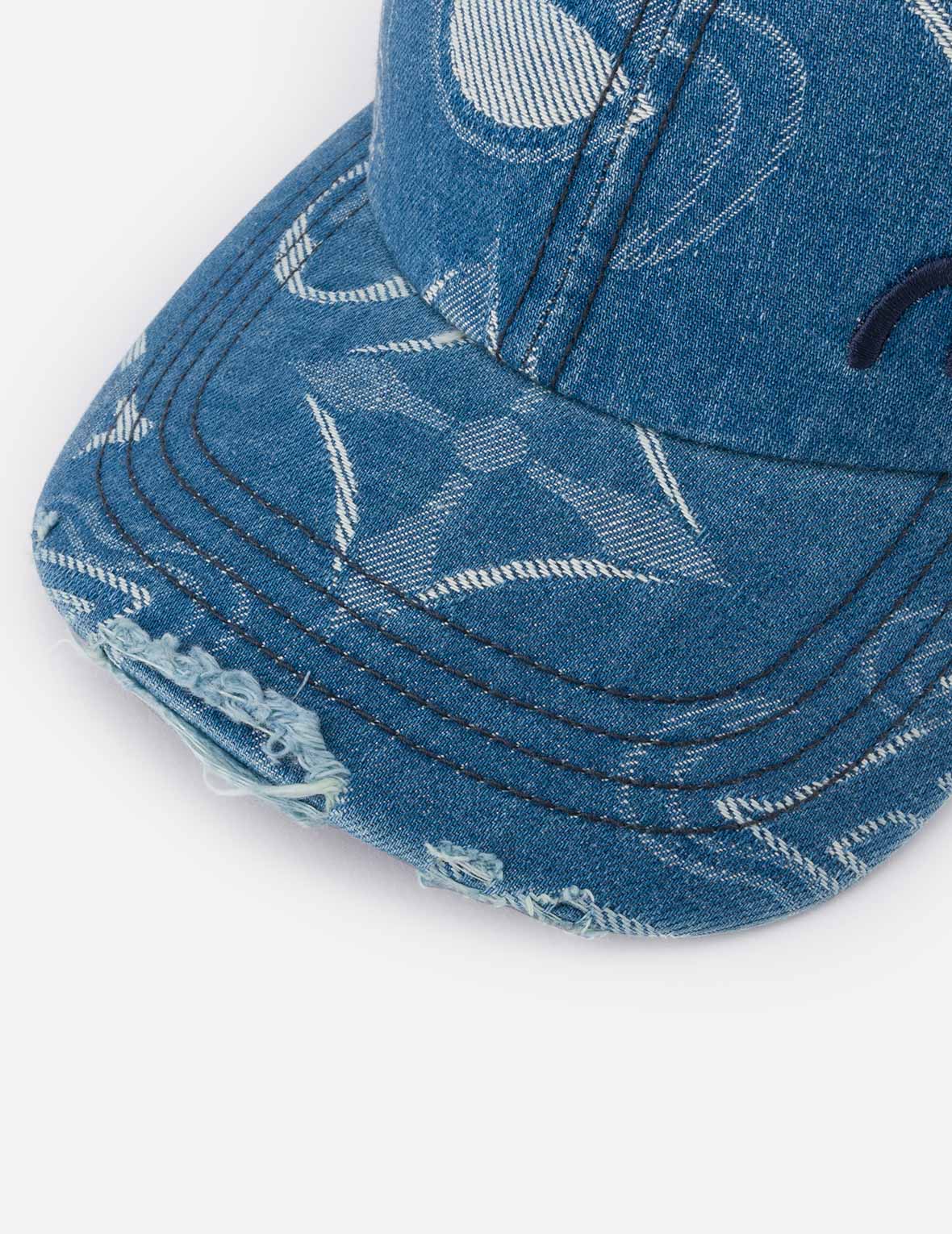 Allover Kamon Jacquard Denim Cap - Image 5