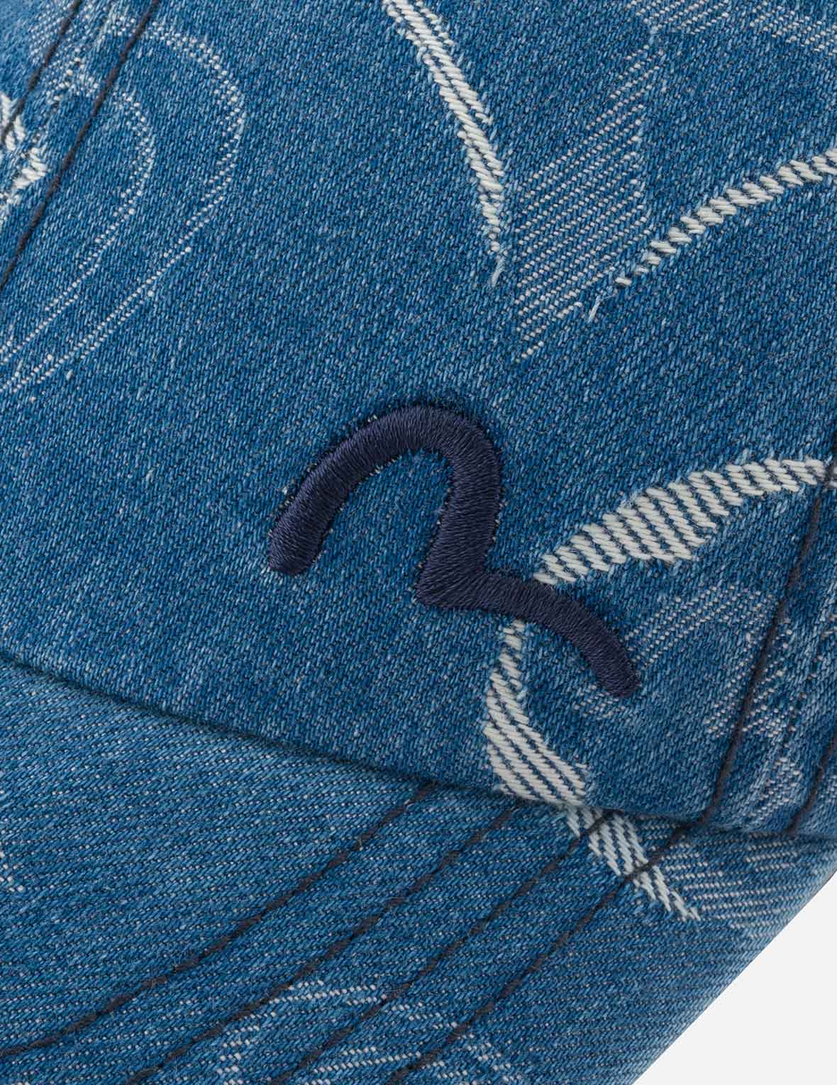 Allover Kamon Jacquard Denim Cap - Image 6