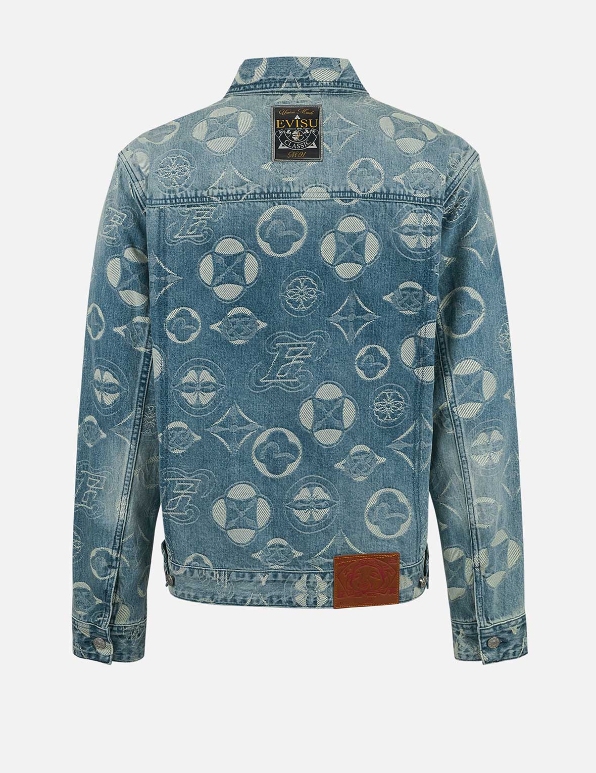 Allover Kamon Jacquard Loose Fit Denim Jacket - Image 2