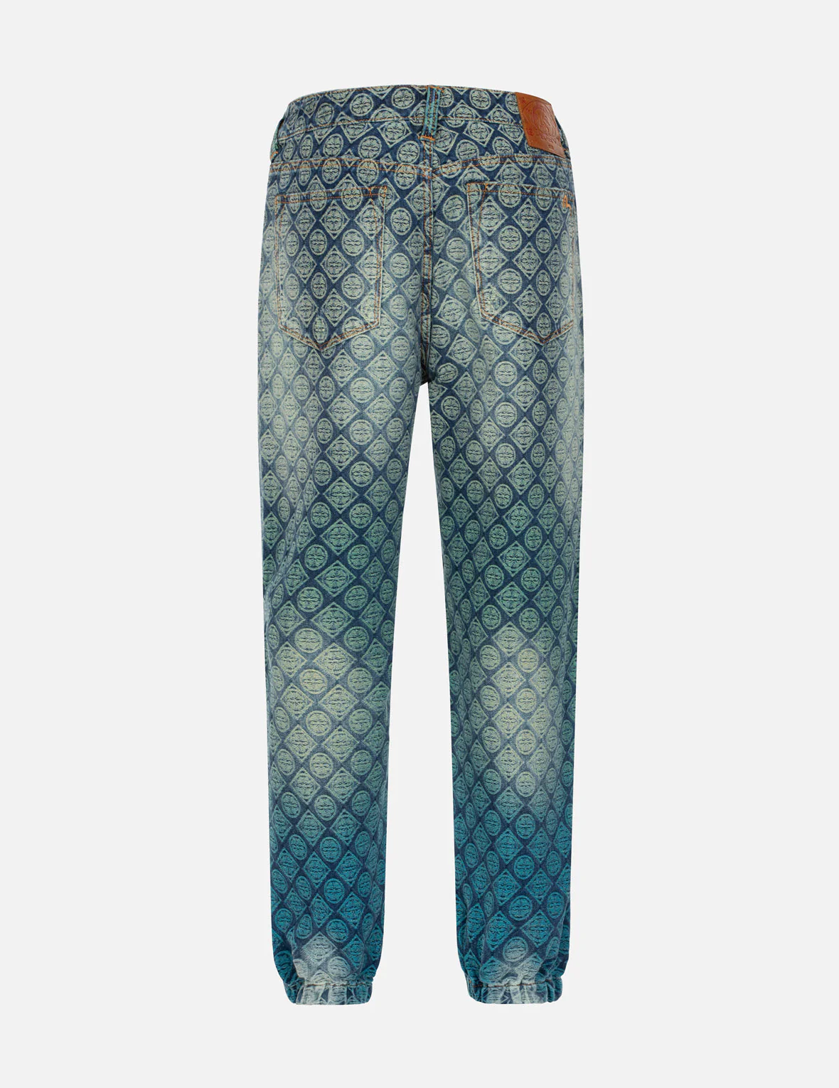 Allover Kamon Jacquard Relax Fit Denim Joggers - Image 2