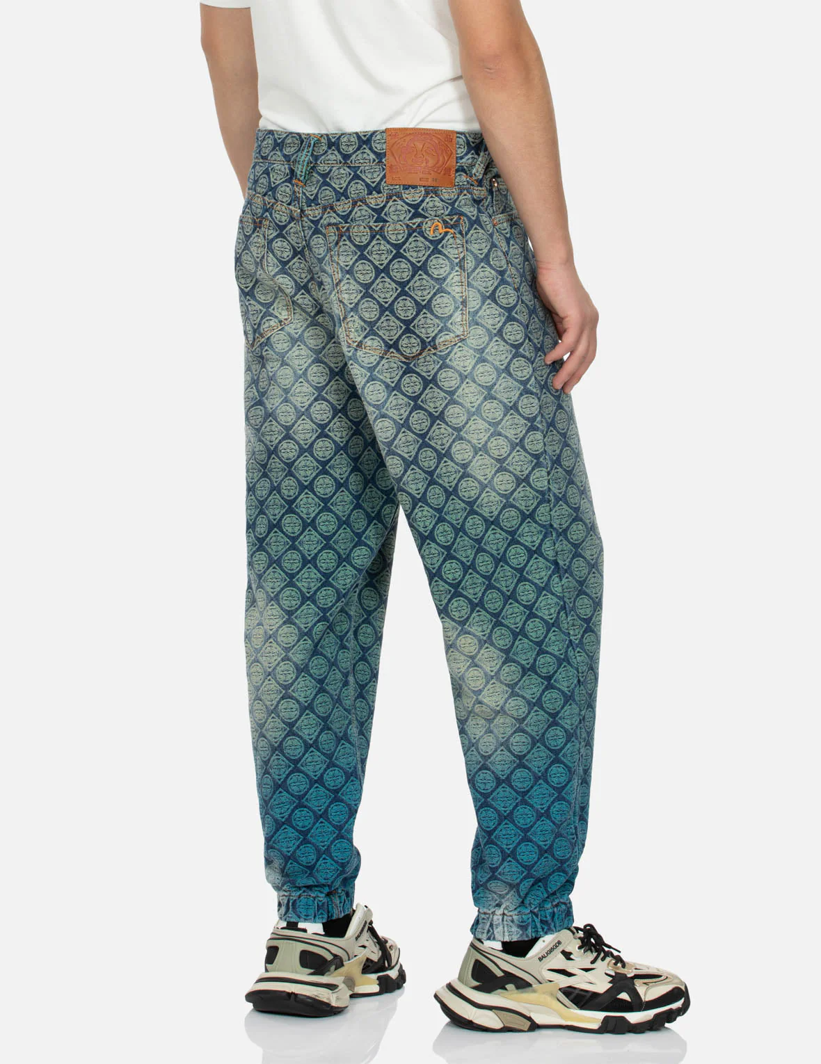 Allover Kamon Jacquard Relax Fit Denim Joggers - Image 8