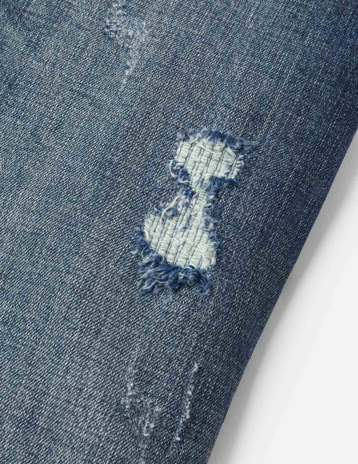 Allover Kamon Print and Seagull Embroidery pockets Fashion Fit Jeans - Image 11