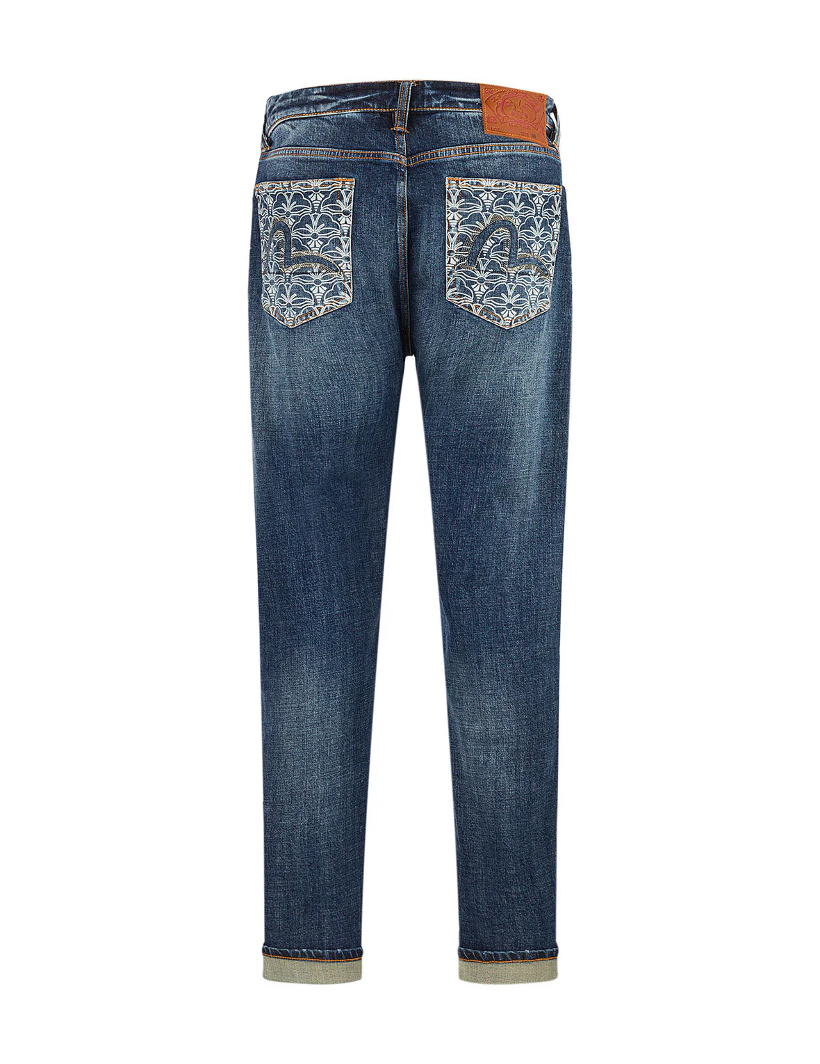 Allover Kamon Print and Seagull Embroidery pockets Fashion Fit Jeans - Image 12
