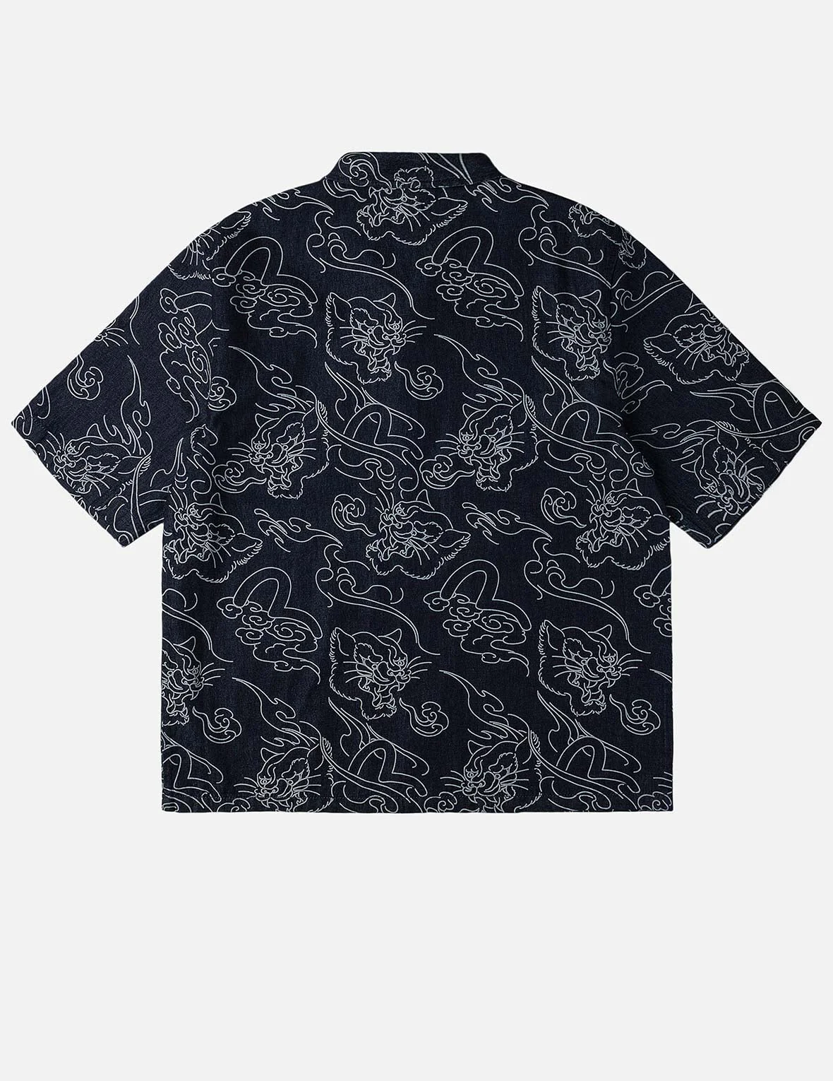 Allover Leopard and Cloud Print Denim Shirt - Image 4