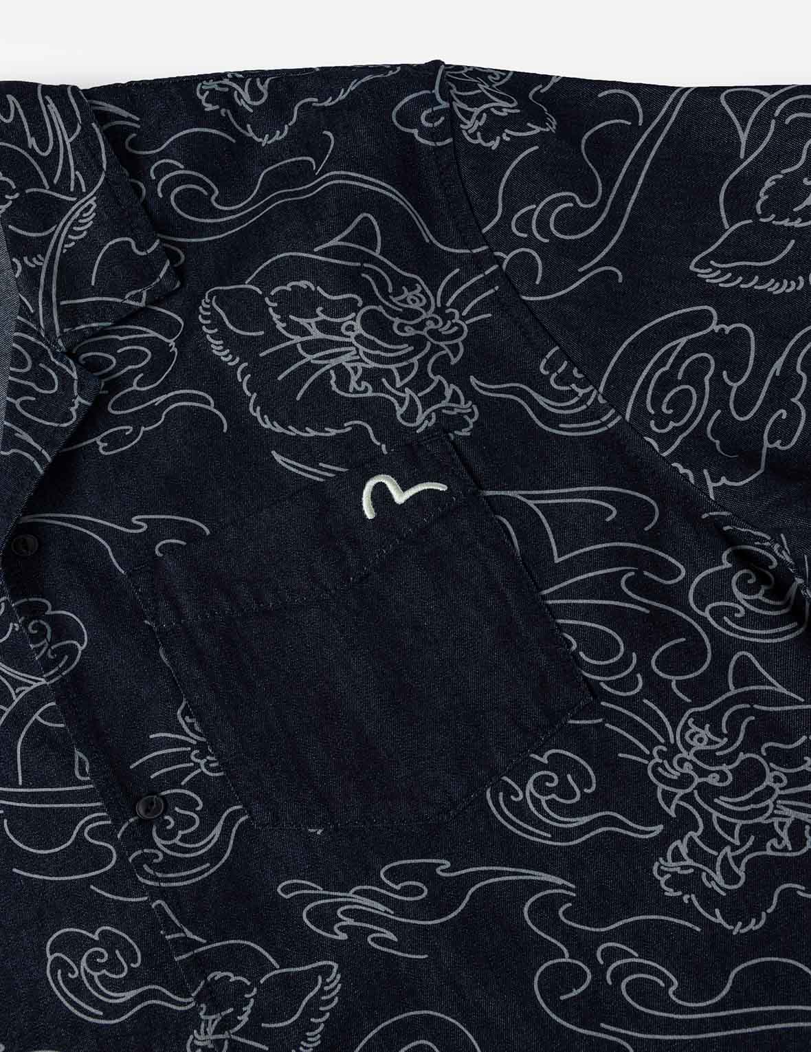 Allover Leopard and Cloud Print Denim Shirt - Image 7