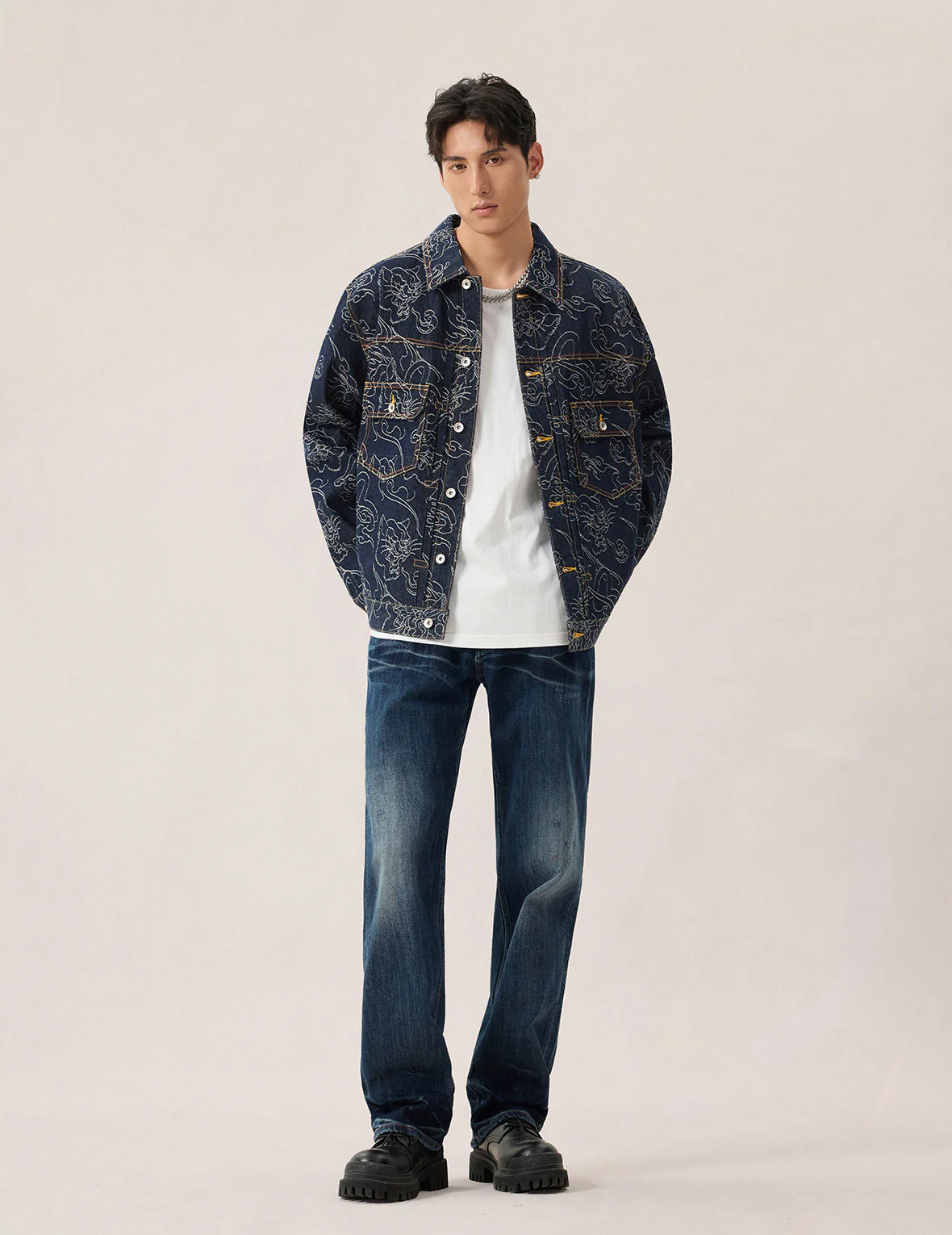 Allover Leopard Jacquard Denim Jacket - Image 5