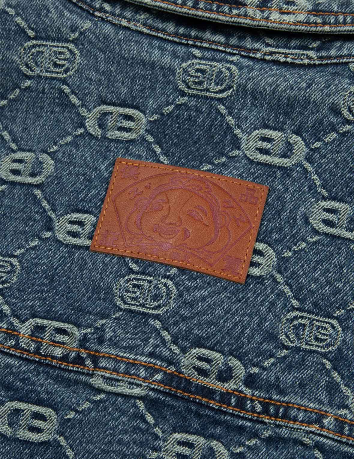 Allover Logo Jacquard and Seagull Embroidery Boyfriend Fit Denim Shirt Jacket - Image 10