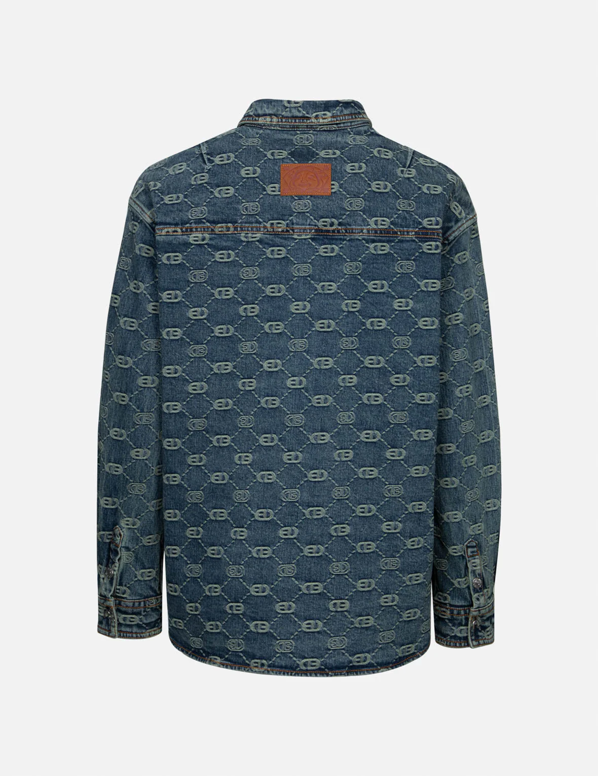 Allover Logo Jacquard and Seagull Embroidery Boyfriend Fit Denim Shirt Jacket - Image 2