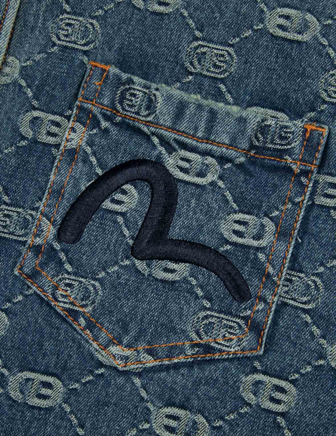 Allover Logo Jacquard and Seagull Embroidery Boyfriend Fit Denim Shirt Jacket - Image 8